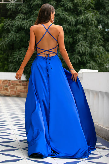 Backless Satin Prom Dress